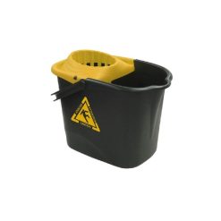 CUBO FREGAR 15 L. NEGRO C/SEÑAL PISO HUMEDO