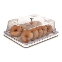 BANDEJA VITRINA C/CUPULA PLASTICO C/POMO GN 1/2 ARAVEN