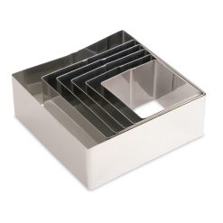 JUEGO 6 AROS/MOLDES INOX CUADRADO REPOSTERIA
