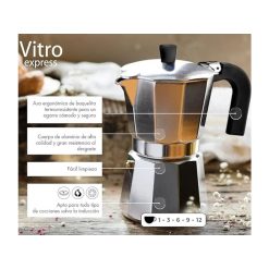 CAFETERA Aluminio/VITRO 9 Tz. MONIX