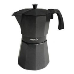 CAFETERA ALUM/VITRO NEGRA 3 Tz. MONIX