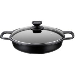 CACEROLA baja Indcc Alum/Fun 24 cm. MONIX TAPA CRISTAL