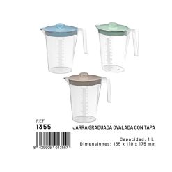 JARRA C/TAPA Plast. MEDIDORA Traslucida 1 L.