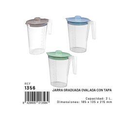 JARRA C/TAPA Plast. MEDIDORA Traslucida 2 L.