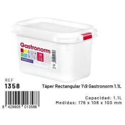 HERMETICO ECO GN 1/9 1'1 L Plast. 176x108x100 mm.