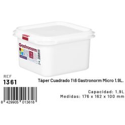 HERMETICO ECO GN 1/6 1'9 L Plast. 176x162x100 mm.