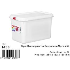 HERMETICO ECO GN 1/4 4'5 L Plast. 265x162x150 mm.