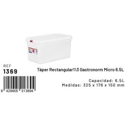 HERMETICO ECO GN 1/3 6'5 L Plast. 325x176x150 mm.