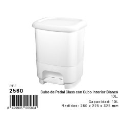 PAPELERA Plast. C/PEDAL 10 L. ECO BLANCA