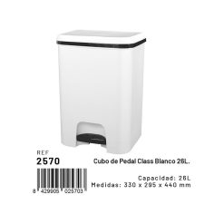 PAPELERA Plast. C/PEDAL 26 L. ECO BLANCA