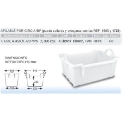 CUBETA Apil Y Encaj C/ASAS BLANCA 40L. 65x45x32 cm. CONGOST