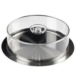BANDEJA INOX CATERING 35º cm. C/CUPULA trans.