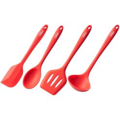 SET 4 UTENSILIOS COCINA SILICONA ROJA INOXIBAR