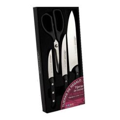JUEGO 3 CUCHILLOS cocina+TIJERAS ARCOS