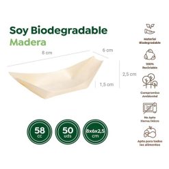 BARCA BAMBU 8 cm. C/PVC 50 uds.