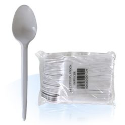 CUCHARA 16'5cm.BLANCA B/100 Uds. PLASTICO REUTILIZABLE