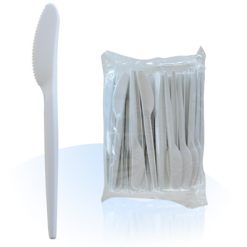 CUCHILLO 16'5cm.B/100 Uds. PLASTICO REUTILIZABLE