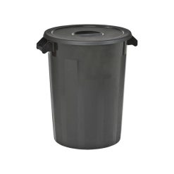 CUBO BASURA ENGOMADO 100 L. NEGRO C/TAPA DENOX