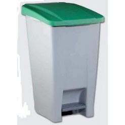 CUBO BASURA C/PEDAL Y RUEDAS 60 L. VERDE PLASTICO