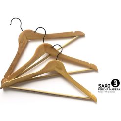 PERCHA ARMARIO MADERA ANTI-CAIDA SET 3 Uds. GANCHO NEGRO