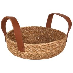 CESTA SEAGRASS C/ASA PIEL ø20x7cm.