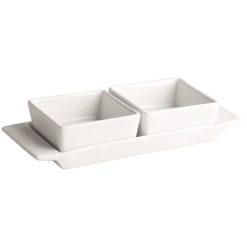 BOWL 2 Uds.10 cl. C/BANDEJA 8x8x3'5 cm. PORCELANA