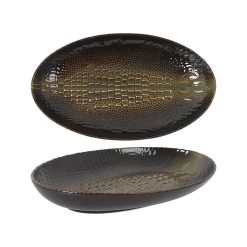 #-12 BANDEJA COCODRILO OVAL 31x17.5x4.5cm. PORCELANA