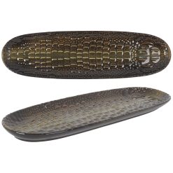 #-24 BANDEJA COCODRILO 36x10x2.5cm. PORCELANA