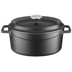 #1 CAZUELA LAVA NEGRA OVAL H.FUNDIDO C/TAPA 12x9cm 36cl &