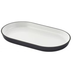 BANDEJA CASTEROLI OVAL PS BLANCO/NEGRO 24x14x2.5cm &