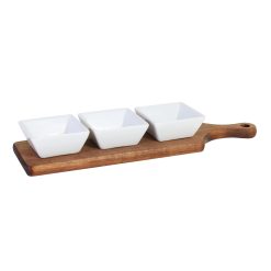 SOPORTE MADEIRA ACACIA+3 BOWLS B1255R 37x9,8x1,5cm.  &