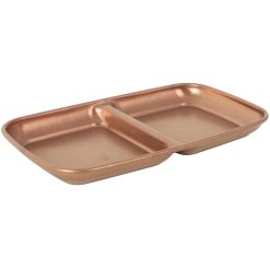#-192 BANDEJA 2 Comp-PS-INOX COBRE VIEJO 15.5x9x1.5cm. VINTAGE