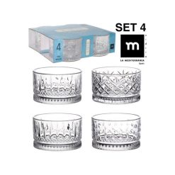 BOWL AMIR 24 cl. SET 4 Uds. CRISTAL RELIEVE 9x5'6 cm.