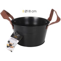 PANERA METAL NEGRA C/ASAS PIEL FLEXIBLE 18º cm.