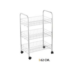 VERDULERO METAL CROMO 3  ESTANTES 62 cm. &