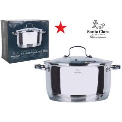 CACEROLA INOX C/TAPA CRISTAL 24 cm. SANTA CLARA