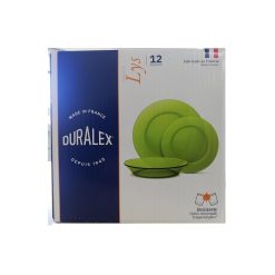 VAJILLA 12 Pcs. DURALEX VERDE "LYS" &