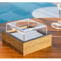 SERVILLETERO 20x20 BASE MADERA CU CUPULA PVC