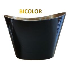 CUBITERA OVAL 2 BOTELLAS PS BICOLOR NEGRA/ORO º30x22cm